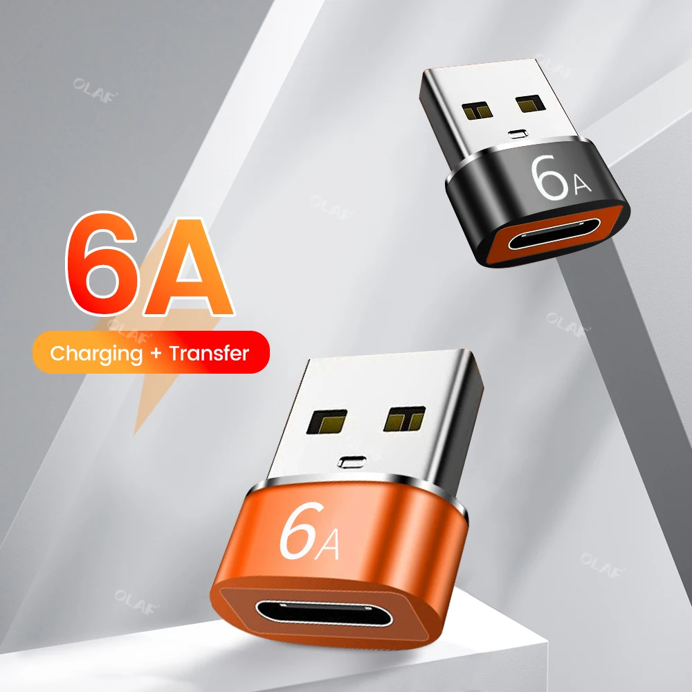 Olaf USB OTG Male To Type C Female Connector Type-C Cable Adapter 6A Usb C Data Converter For Samsung Xiaomi iPhone USB Adapters