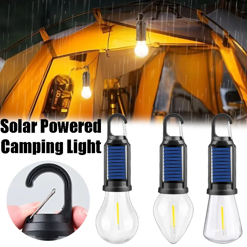 New Solar Powered Charging Camping Lamp, Atmosphere Lamp, Multifunctional Handheld Tungsten Filament Lamp, Outdoor Retro Camping