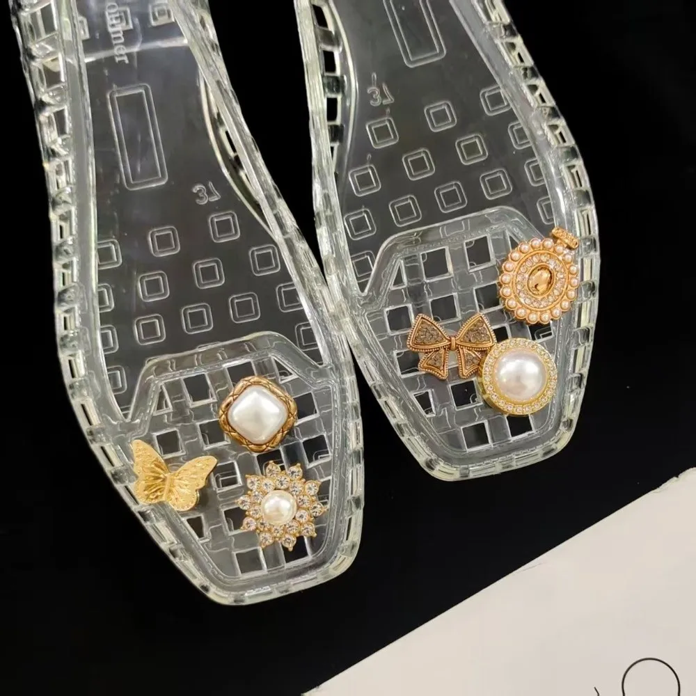 Buckle Hole PVC Material Shoe Charms Transparent String Hole Design Shoe Buckle Detachable Seaweed Bead Bead Chain DIY Shoes