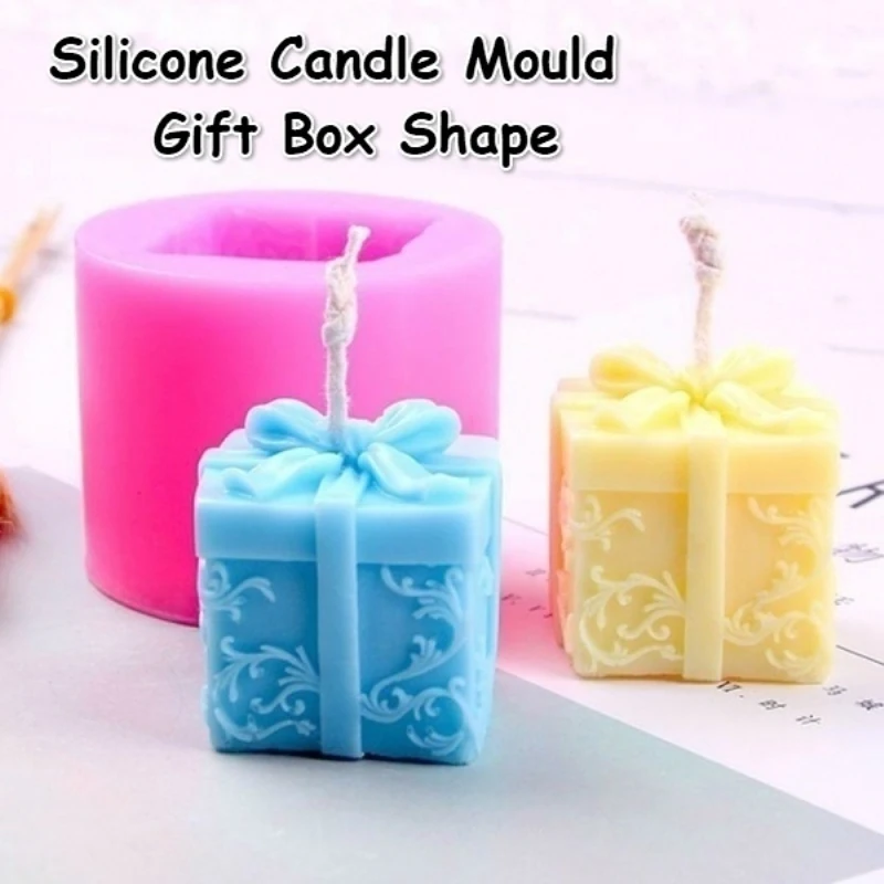 Silicone Candle Mould Gift Box Shape Aroma Candle Gypsum Mold for DIY Soap Making Candle Making Supplies Kit