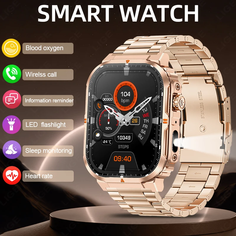 

Умные часы LIGE с HD-экраном 2,01 дюйма, голосовым управлением AI, Bluetooth-вызовами, 100+ спортивными режимами, мониторингом здоровья, для мужчин и женщин