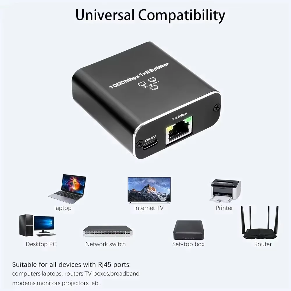 1000Mbps 1 in 4 Out Ethernet Adapter 1 to 2/3/4 RJ45 LAN Internet Splitter Cat 6 RJ45 Gigabit Switch for PC Laptop TV Box Router
