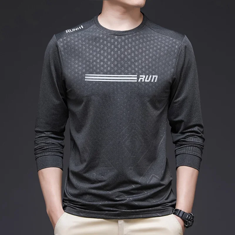 

Youth Fashion Handsome Autumn Versatile Round Neck T-shirt Comfortable High Elasticity Breathable High Quality Long Sleeve Top