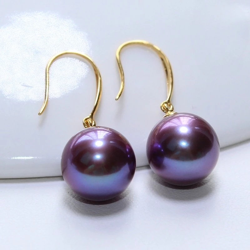 

Purple Pearl Earrings, 8-10mm Natural Cultured Pearls, 925 Sterling Silver Hook, Elegant Gift