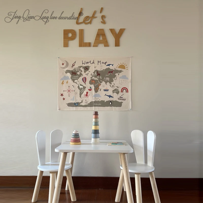 Let's PLAY Children's Playroom Decor Interior Wall Art Design for Bedroom Nursery - Fun Educational Kids Room Decoration