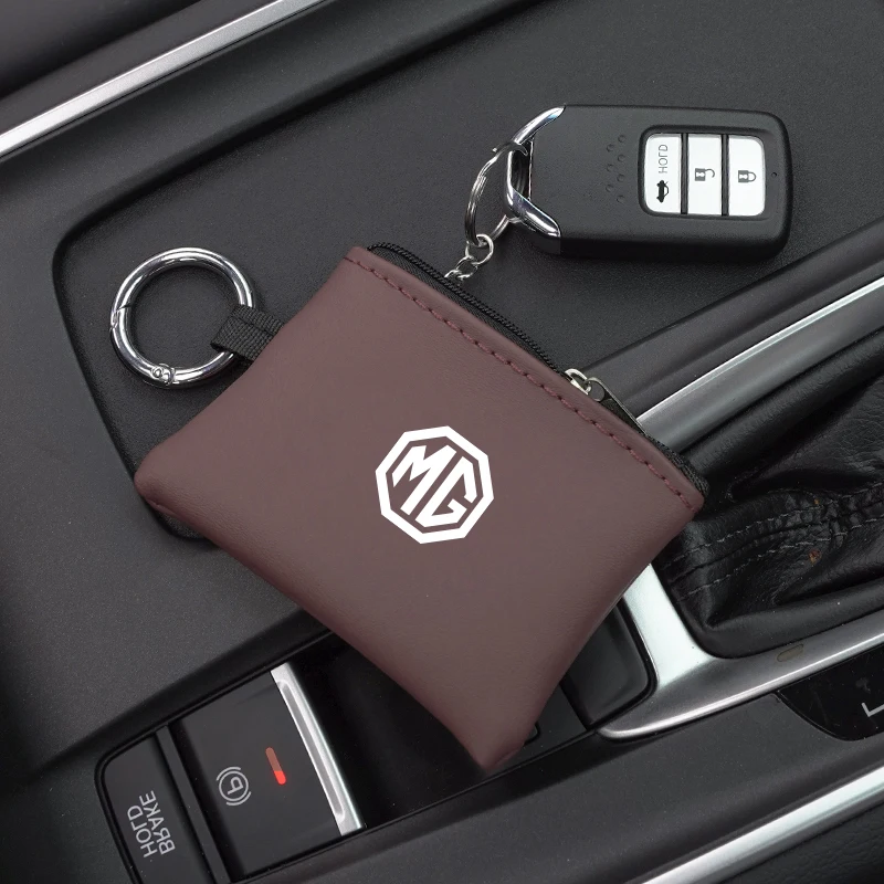موريس المرآب حقيبة مفاتيح السيارة قلادة المفاتيح الجلود حامل بطاقة صغيرة محفظة نسائية للعملات المعدنية ل MG Rx5 HS ZST ZS MG3 MG5 MG6 MG7 هيكتور EHS
