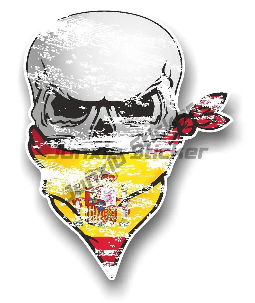 Spain Skull Car Sticker Coat of Arms City Flag Spanish Stickers Suitable for Helmet Motorcycle Laptops PVC Decal