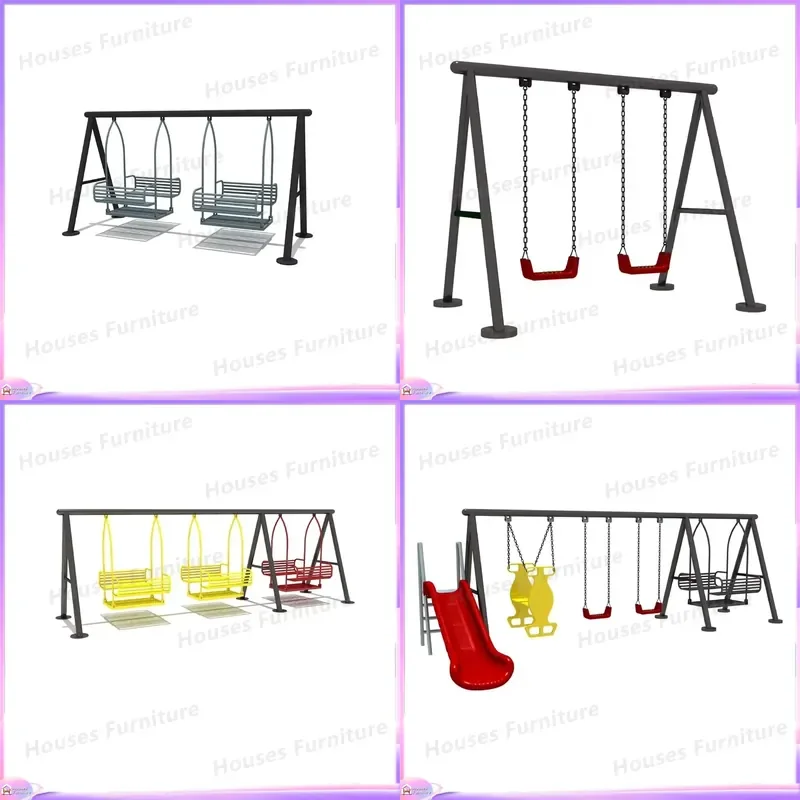 Outdoor Playground Swing Chair Garden Riding Seat Kids Play Equipment Backyard Park Fun Toy Durable Steel Frame Children Gift