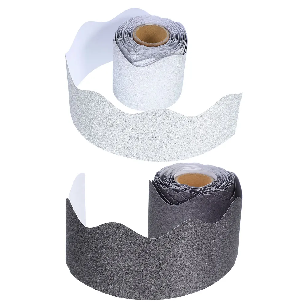 

2 Rolls Chalkboard Border Sticker Classroom Decorations Glitter Borders for Blackboard Bulletin Paper Edges Trim Office
