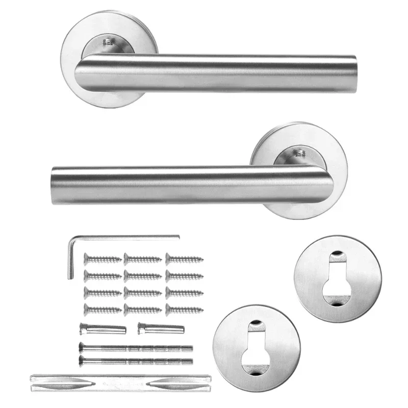 Door Handle Set Stainless Steel Lock Interior Home Door Handle Lock Durable Adjustable Latch Security