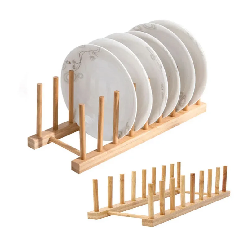 

Plate Rack Multifunctional Wooden Dish Rack for Cup Dish Pot Lid Drain Holder Kitchen Organizer Shelf Containe Sink drain