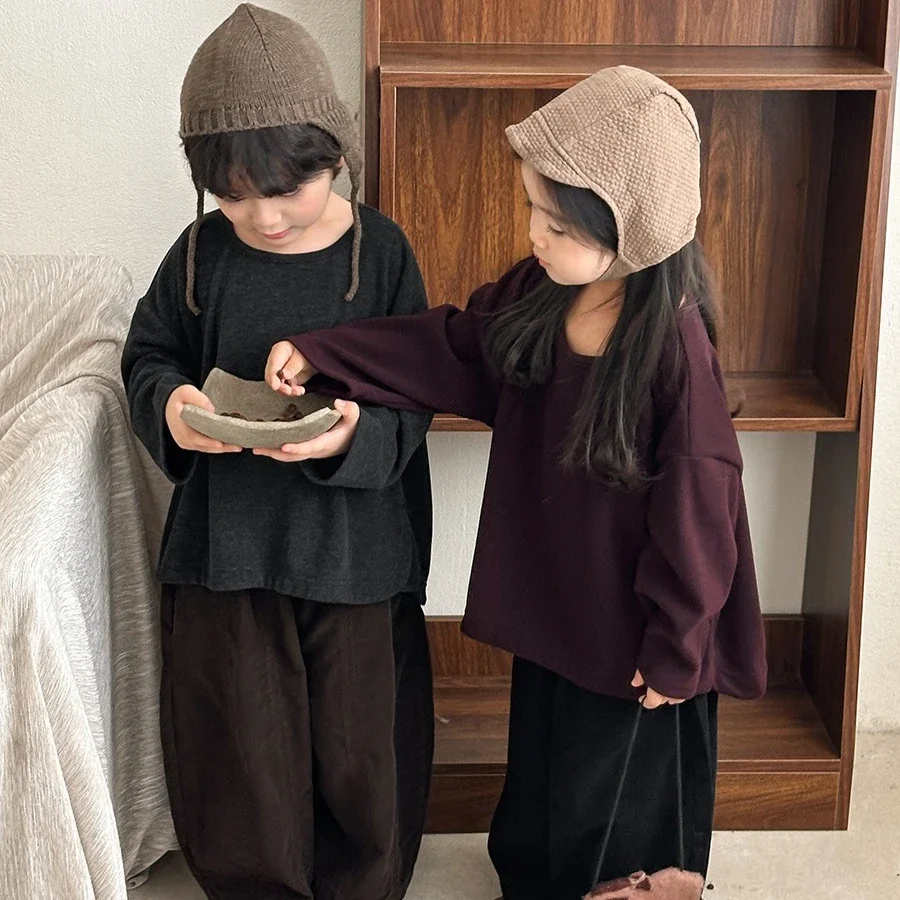 2025 أطفال كم طويل تي شيرت لينة الخريف الأطفال طفل بلون الجولة الرقبة قطنية عالية الجودة للبنين بنات طفل 1-8 سنة #6