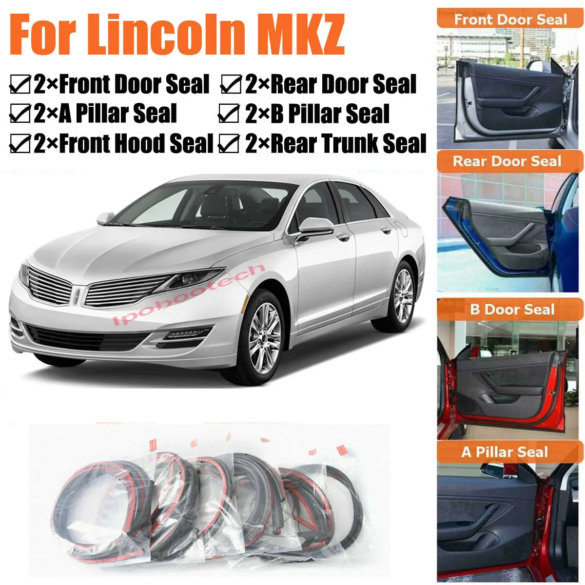 Merek Baru Pintu Mobil Segel Kit Kedap Suara Karet Cuaca Draft Segel Strip Angin Pengurangan Kebisingan Cocok untuk Lincoln MKZ