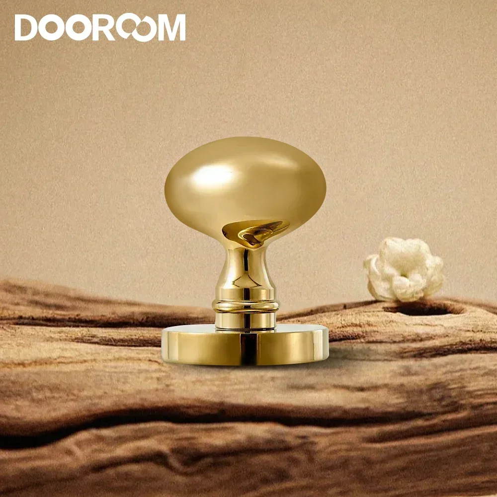 Imagem -06 - Dooroom-bright Gold Oval Brass Door Lock Grupo Maçaneta Original do Quarto Bloqueio de Latão Maciço Hardware Moderno Originalidade