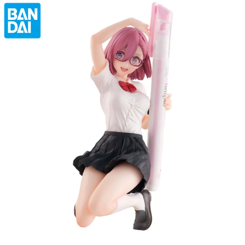 Bandai Genuine Anime Comics 2.5-dimensional Temptation Amano Risa Cosplay Uniform PVC 14Cm Figure Model Toys Gifts Collection