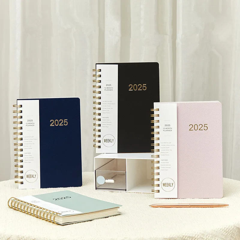 

MINKYS 2025 12 Month A5 Notebook Planner 365 Days Yearly Daily Weekly Agenda Book Full English Kawaii School Stationery