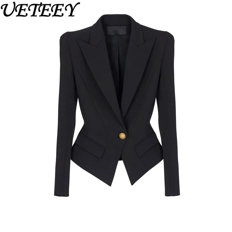 Fashionable High-End Design Sense Slim Fit Business Suit Coat for Women 2023 Autumn New Elegant One Button All-Matching Blazer