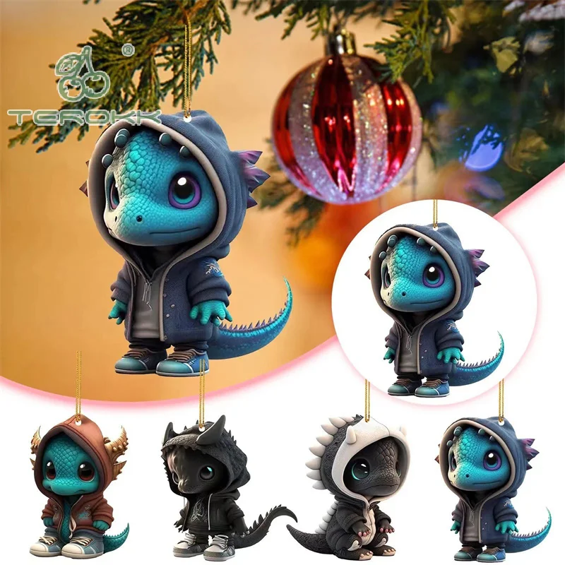 Fashion Cute Cartoon Dragon Statue Ornaments Acrylic Pendant Holiday Decoration Pendants Car Pendants Interior Decorations