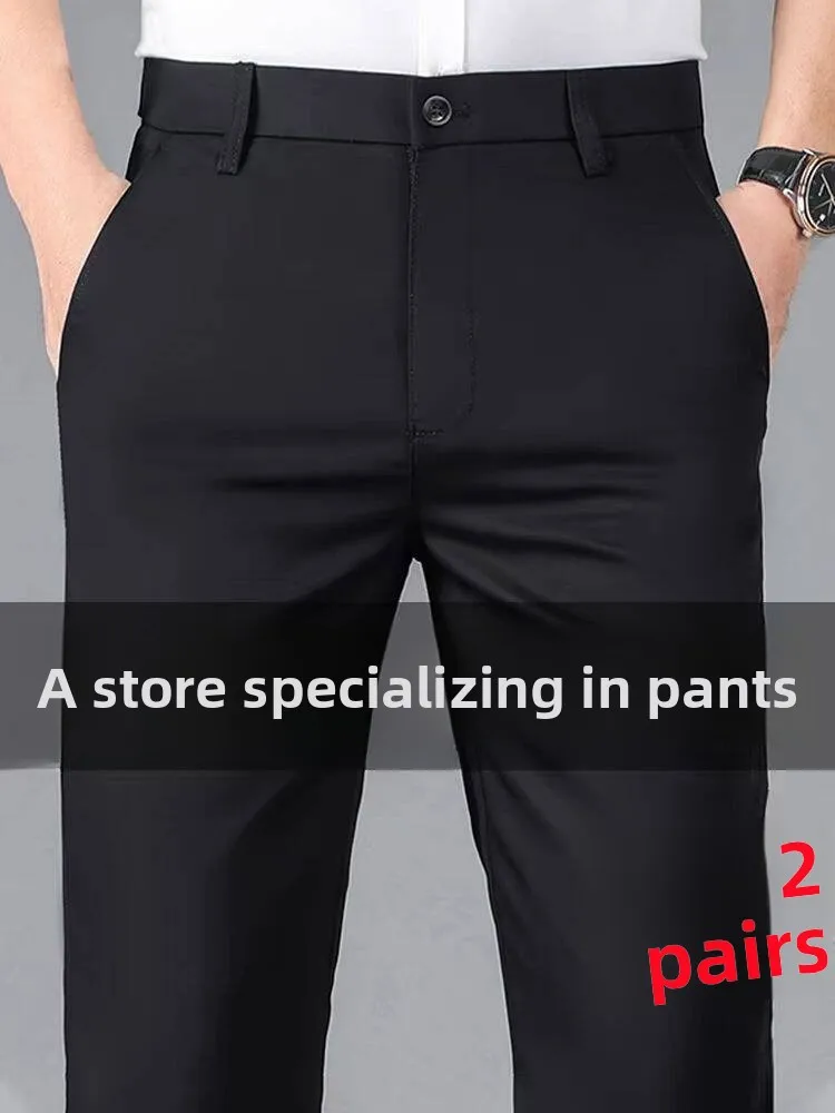 

Черные мужские брюки прямого кроя в стиле бизнес-кэжуал, свободный крой, рабочая одежда в корейском стиле, элегантный крой, весенний сезон, повседневный деловой стиль