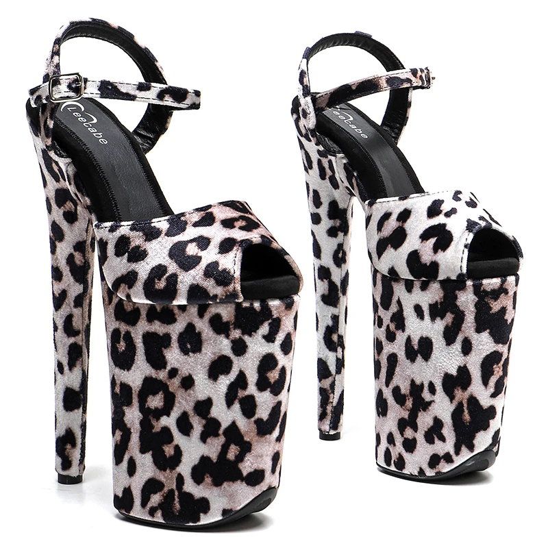 

Leecabe 23CM/9inches suede Leopard print upper fashion trend Platform High Heels party Sandals stripper heel Pole Dance shoes