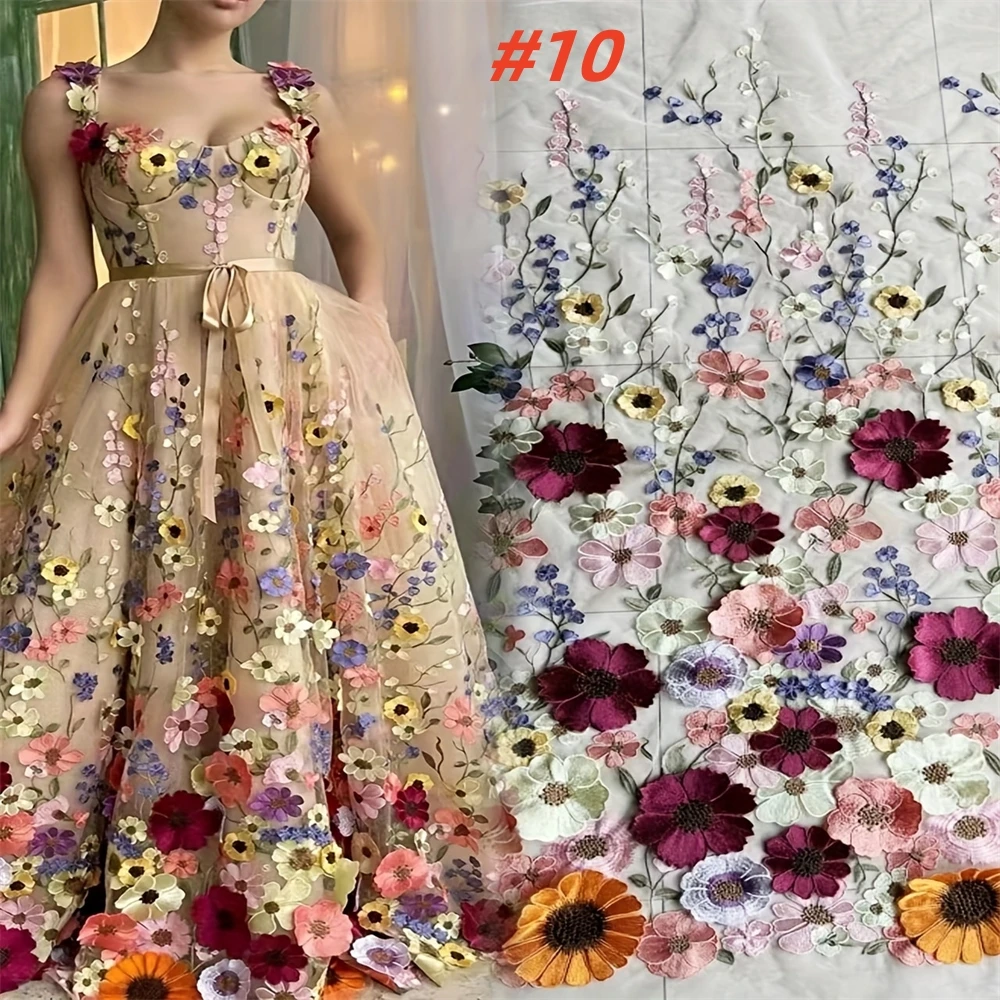 Latest African 3D Flower Lace Fabric 2024 High Quality Embroidery French Mesh Lace Fabric Nigerian Tulle Lace For Party Dresses