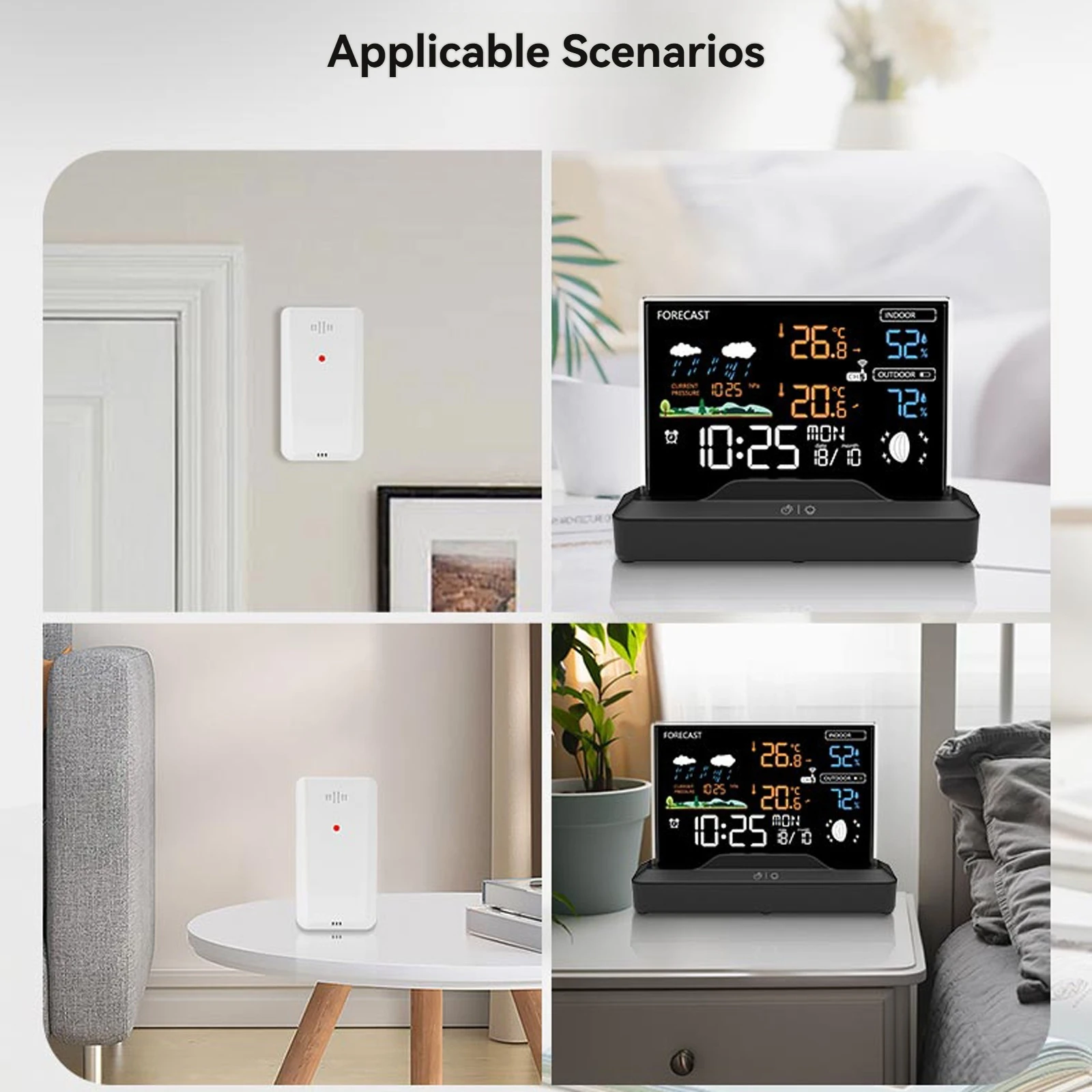 Wireless Weather Station Home RF Alarm Clock VA Color Screen In/Outdoor Thermometer Hygrometer with Weather Forecast 2026 New