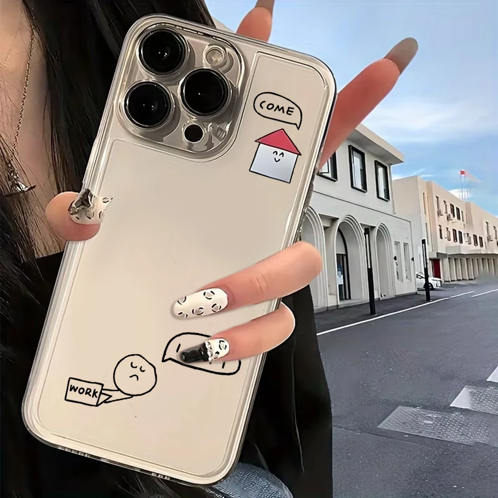 حافظة هاتف كارتونية لا تريد أن تذهب إلى المنزل للعمل لهاتف Tecno Spark Go 30C 10 Camon 40 Pova Pro itel S23 A70 4G 5G غطاء شفاف من البولي يوريثان الحراري #4