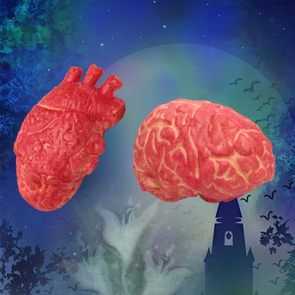 

2Pcs Simulation Heart Prop Realistic Bloody Halloween Decor Super Scary Organ for Haunted Party Yard Decoration