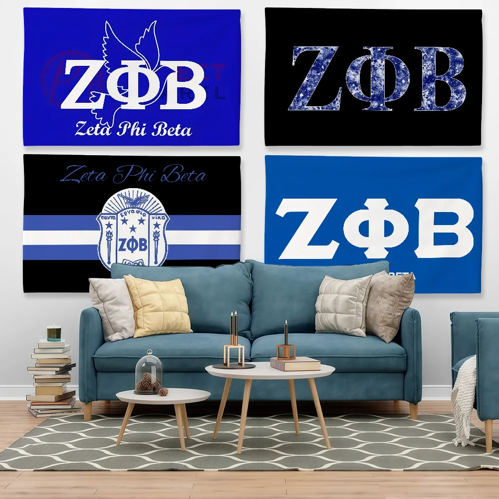 Zeta Phi Beta Flag Tapestry Outdoor Party Bedroom Living Room Dormitory Decorative Themed Wall Hanging Banner Gift