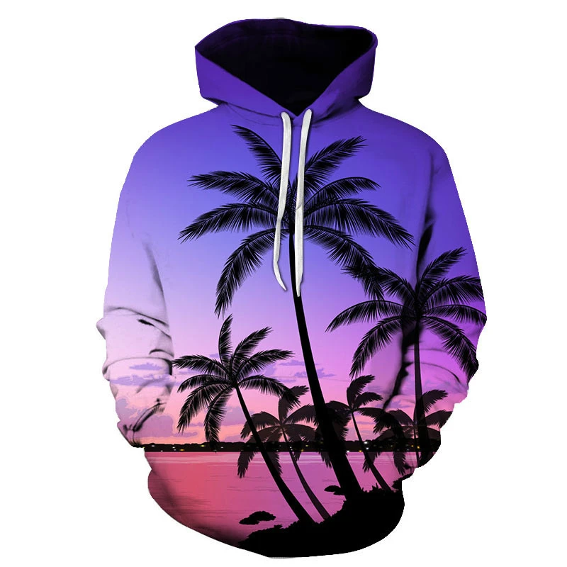 

Four Seasons Fun 3D Printed Casual Hoodie Men's Cool Sunshine Beach Street Hoodie Neutral Full Style Trendy Hawaiian Style Tops