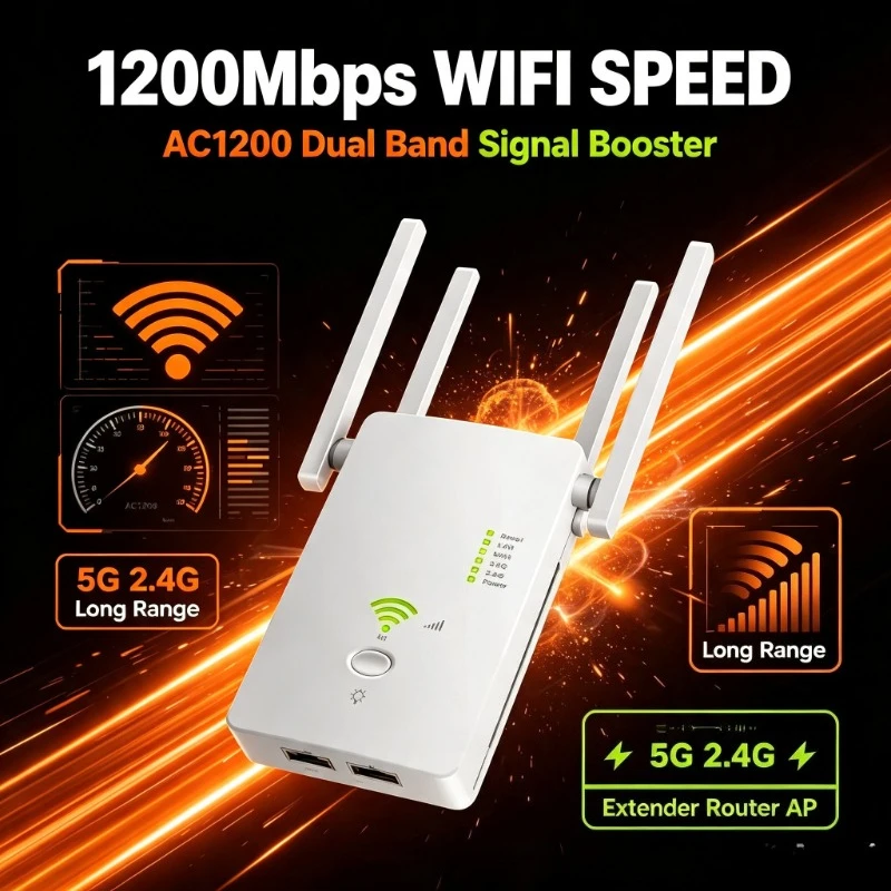Household Dual‑band Wi‑Fi Signal Amplifier, 802.11AC Standard for Villa Corridor Long‑distance Internet Coverage