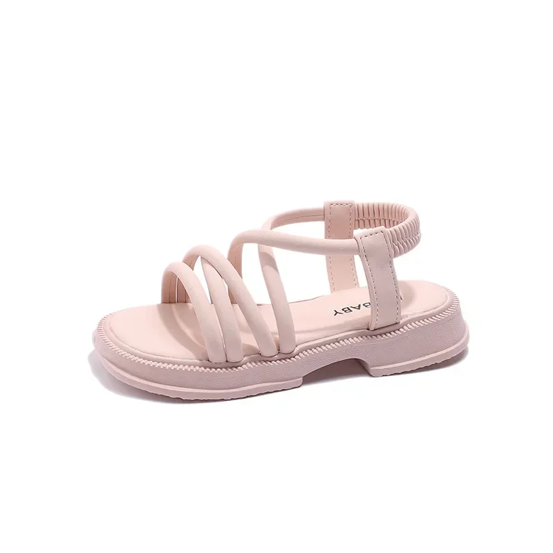 2024 New Girls Sandals PU Versatile Soft Open-toe Breatheable Simple Summer Fashion Children Casual Shoes Princess Kids Chic PU