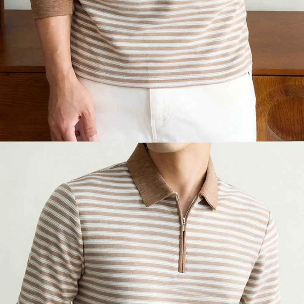 Autumn Mens Long Sleeve Polo Shirt Casual Business Style Lapel Collar T Shirt Breathable Quick Dry Wrinkle Free Tops