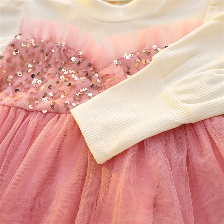 Kleider für Kinder Mädchen Baumwolle Langarm Pailletten Spitze Prinzessin Kinder Kleider Frühling Elegante Geburtstag Kleidung Show Kostüm – Detail 7