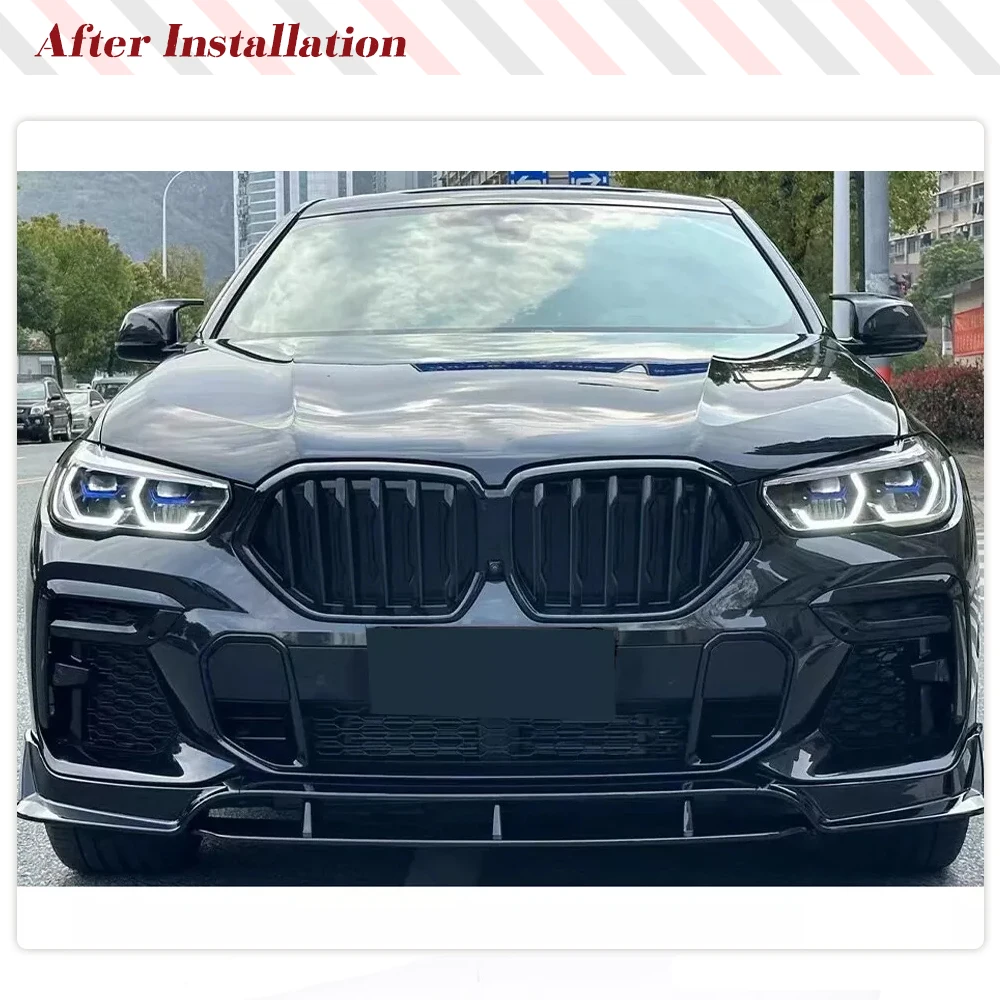 Car Front Lip for BMW X6 G06 M Sport Utility 4-Door 2020-2022 Car Front Bumper Lip Body Kit Trim Protection ABS Gloss Black