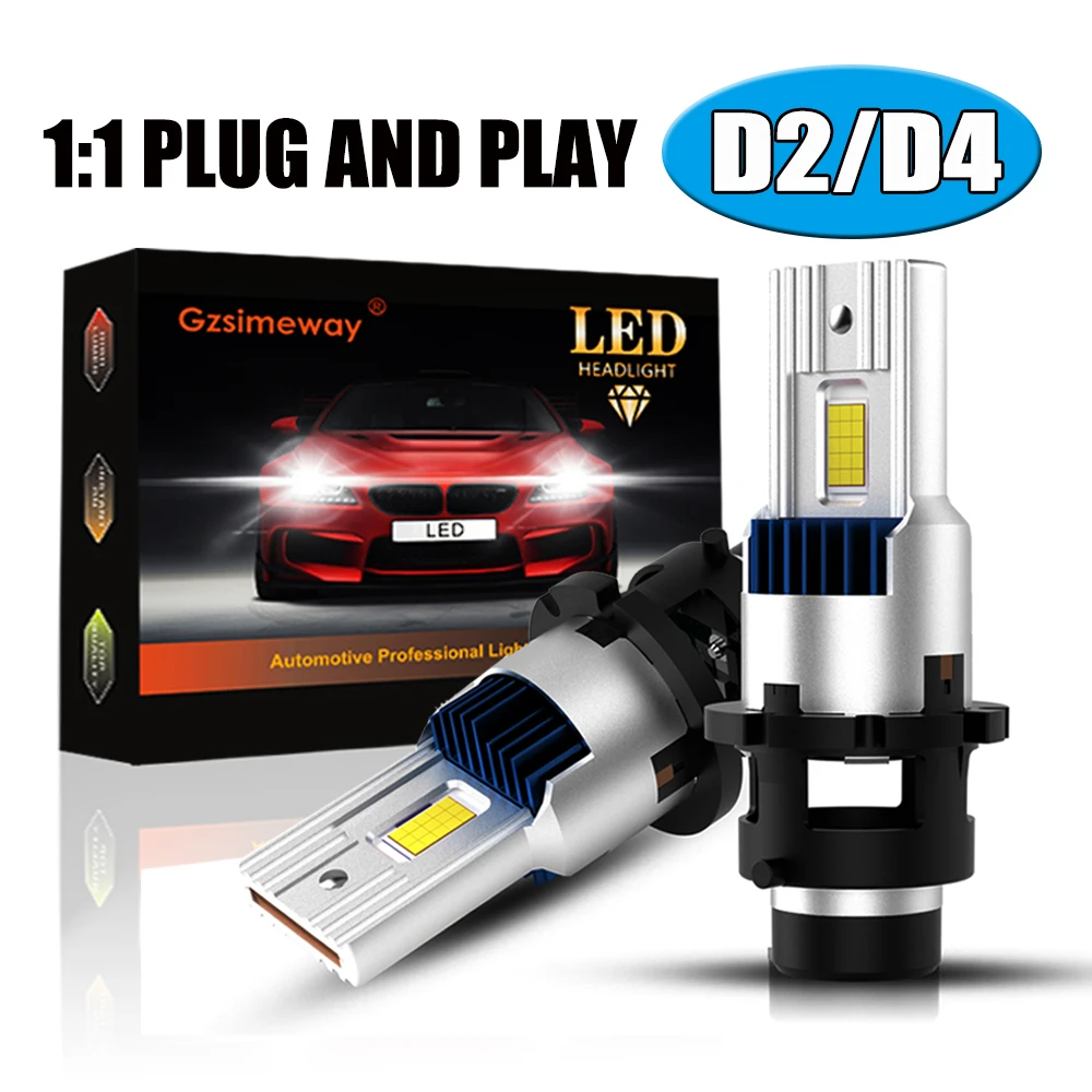 

2PCS D2S LED Headlight D4S Canbus Bulbs CSP D1S D3S D5S D2R D4R HID Kit Retrofit Auto Lamp 60000LM Super Bright Car Light 6000K