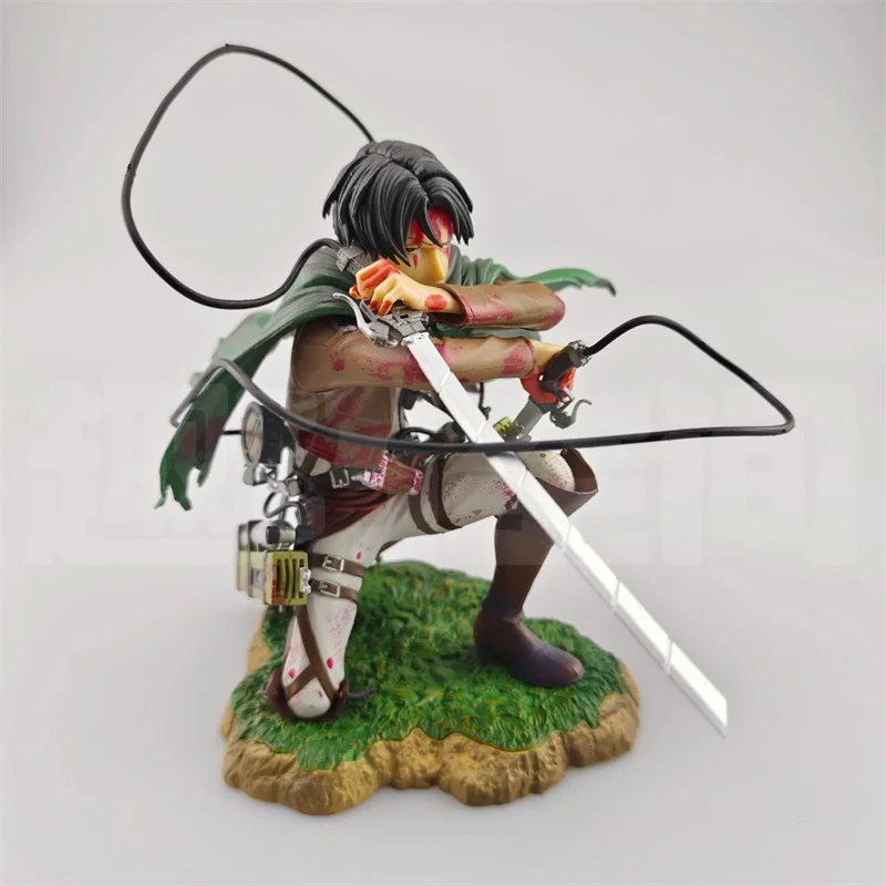 Attack On Titan Action Figure Levi Ackerman Figurine Collection Shingeki No Kyojin Statue Battle Damage Models Toys Gifts