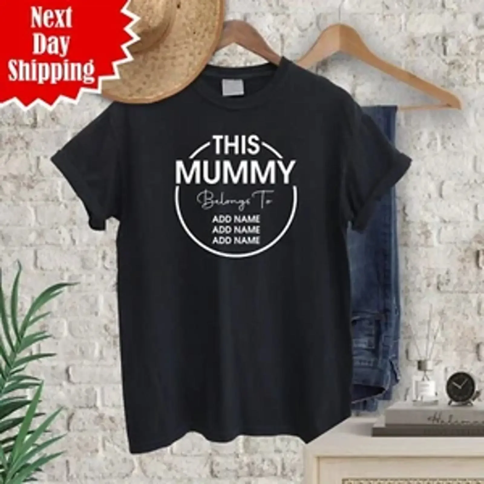 Personalisiertes T Shirt This Mummy Belongs To bedruckt Muttertag Geschenk Top vintage Washed streetwear Top For Everyday Wear