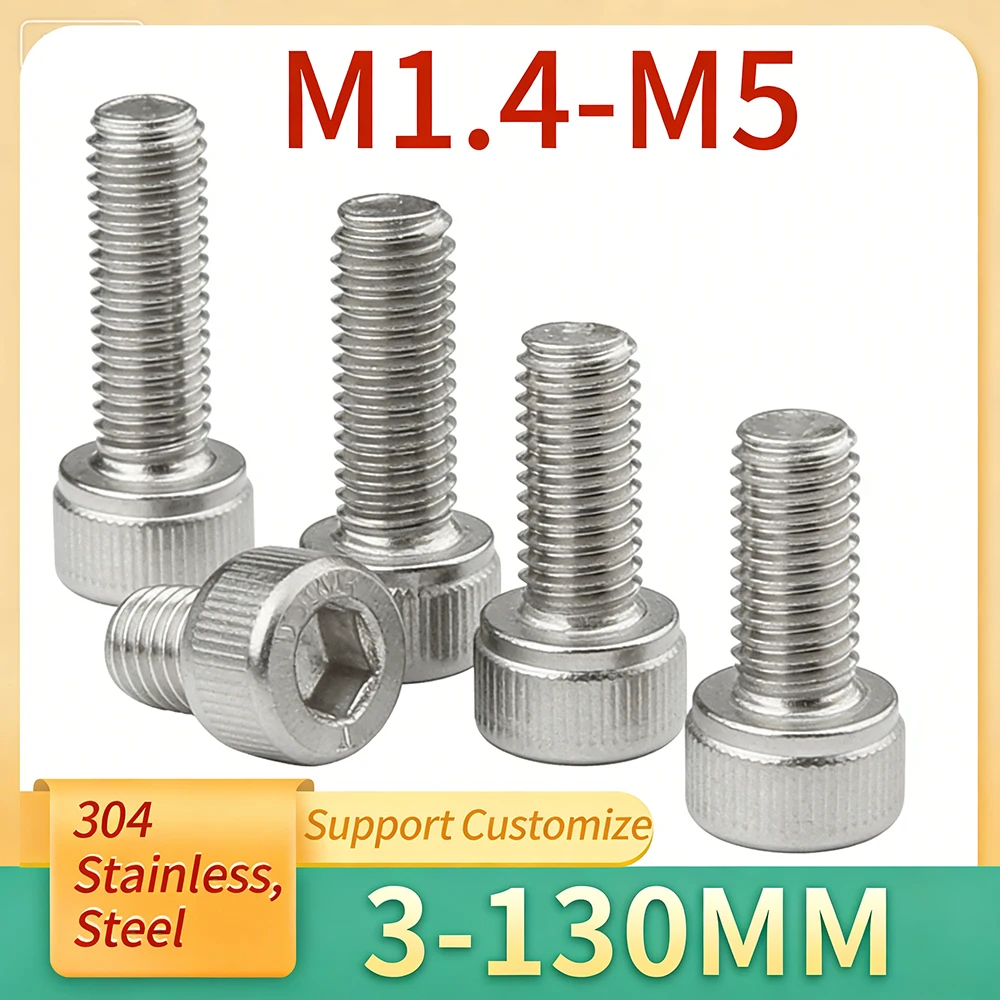 

10pcs M1.4 M1.6 M2 M2.5 M3 M4 M5 M6-M16 Hex Socket Cap Head Screw A2-70 DIN912 Stainless Steel 304 Support Customize