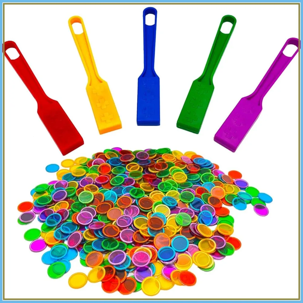 

5-Pack Magnetic Bingo Wand with 500 Metal Chips for Large Group Games, Family Game Night, Sensory Bins, Counting & Sorting