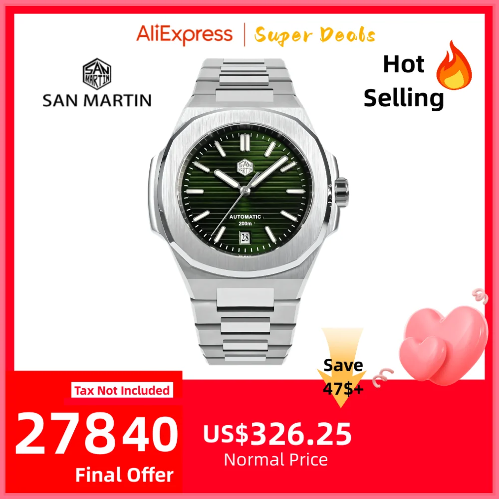 

San Martin Wrist Watch For Men Mechanical Waterproof Watches Luxury Bracelet Automatic Diver Retro Classic 20Bar Luminous SN0075
