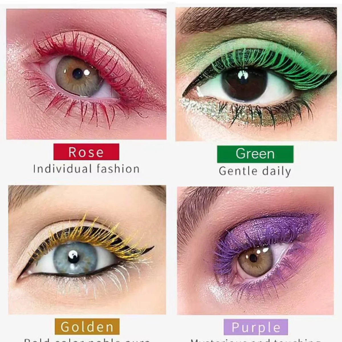 Mascara a pennello grande colorato a 6 colori Mascara riccio spesso, facile da colorare, impermeabile, resistente e portatile