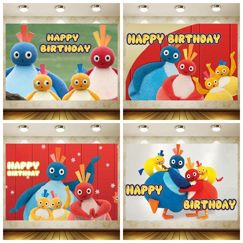 

Twirlywoos Birthday Party Backdrop Banner Children Photography Background Decorations Supplies Cartoon Photo Shoot Props