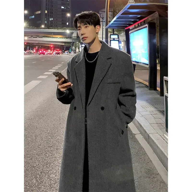 

Мужское пальто из шерстяной смеси в клетку с потайной застежкой, базовое, незаменимое, теплое