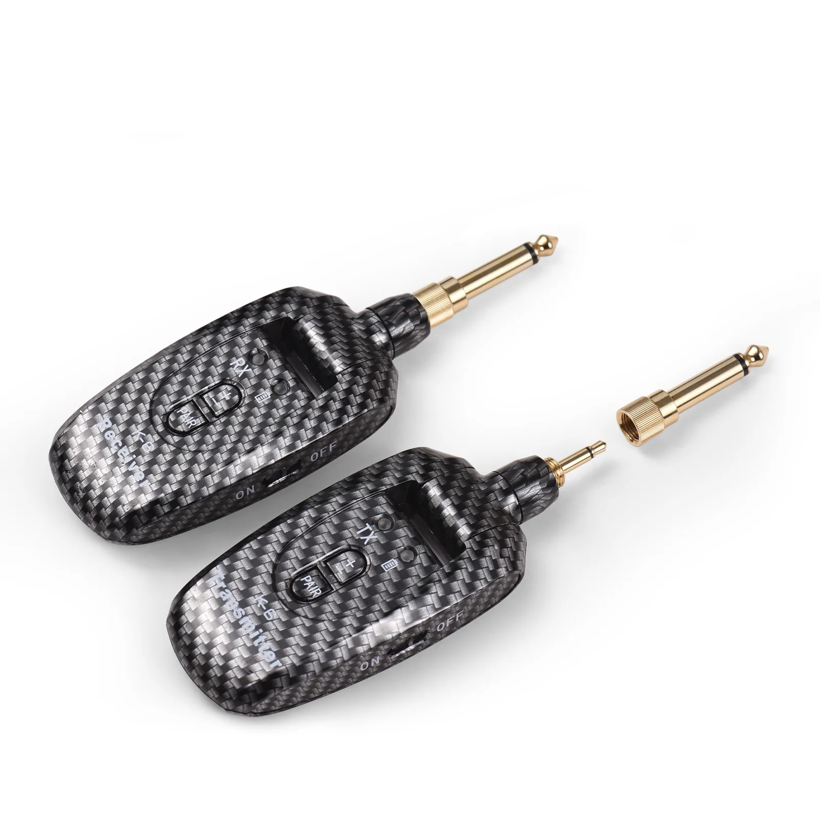 

Wireless Guitar System Rechargeable 2.4G UHF Transmitter Set with 2 6.35mm Plugs, 270 Degree Rotatable Plug,