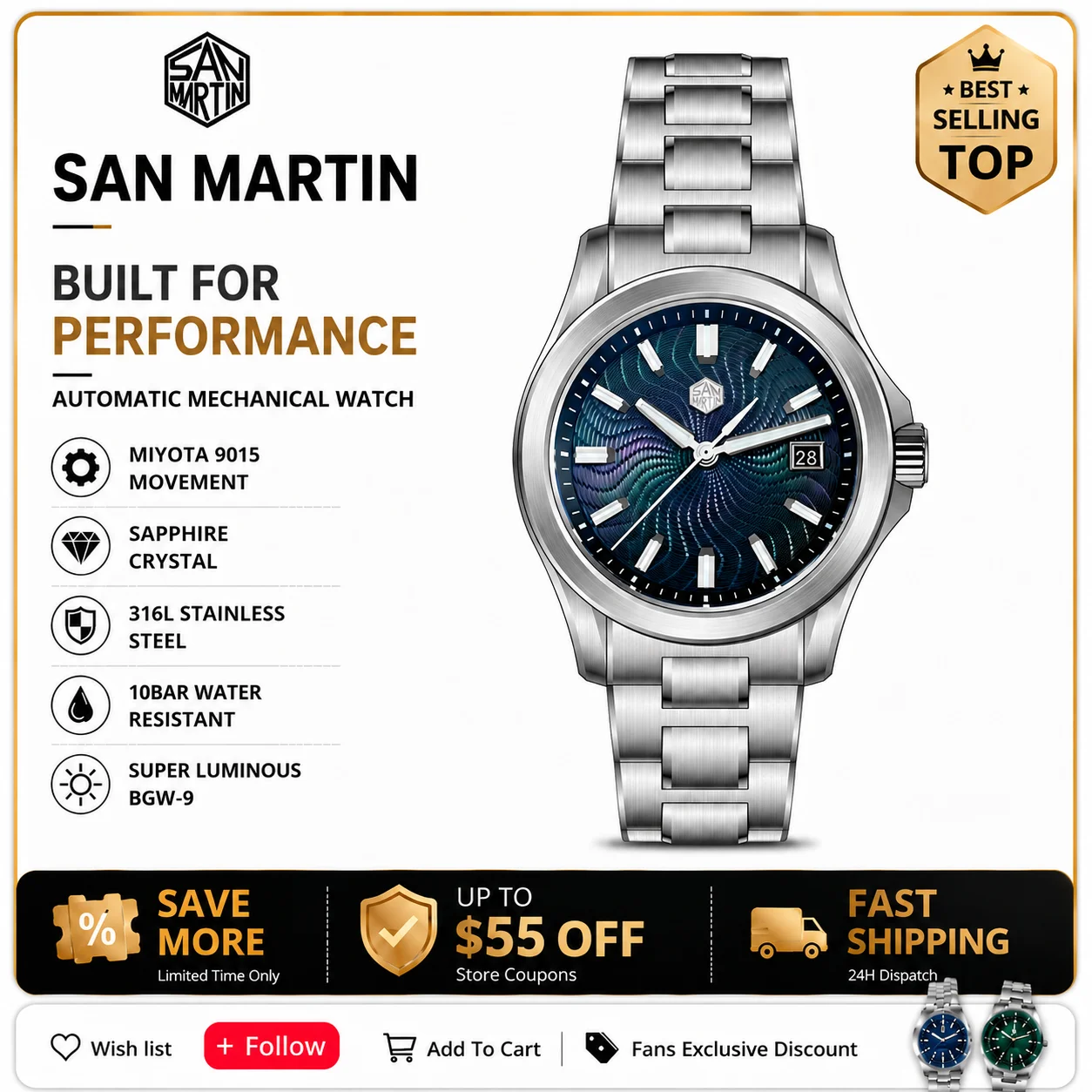 Guilloché Dial Watch - San Martin 2026 39mm Guilloche MOP