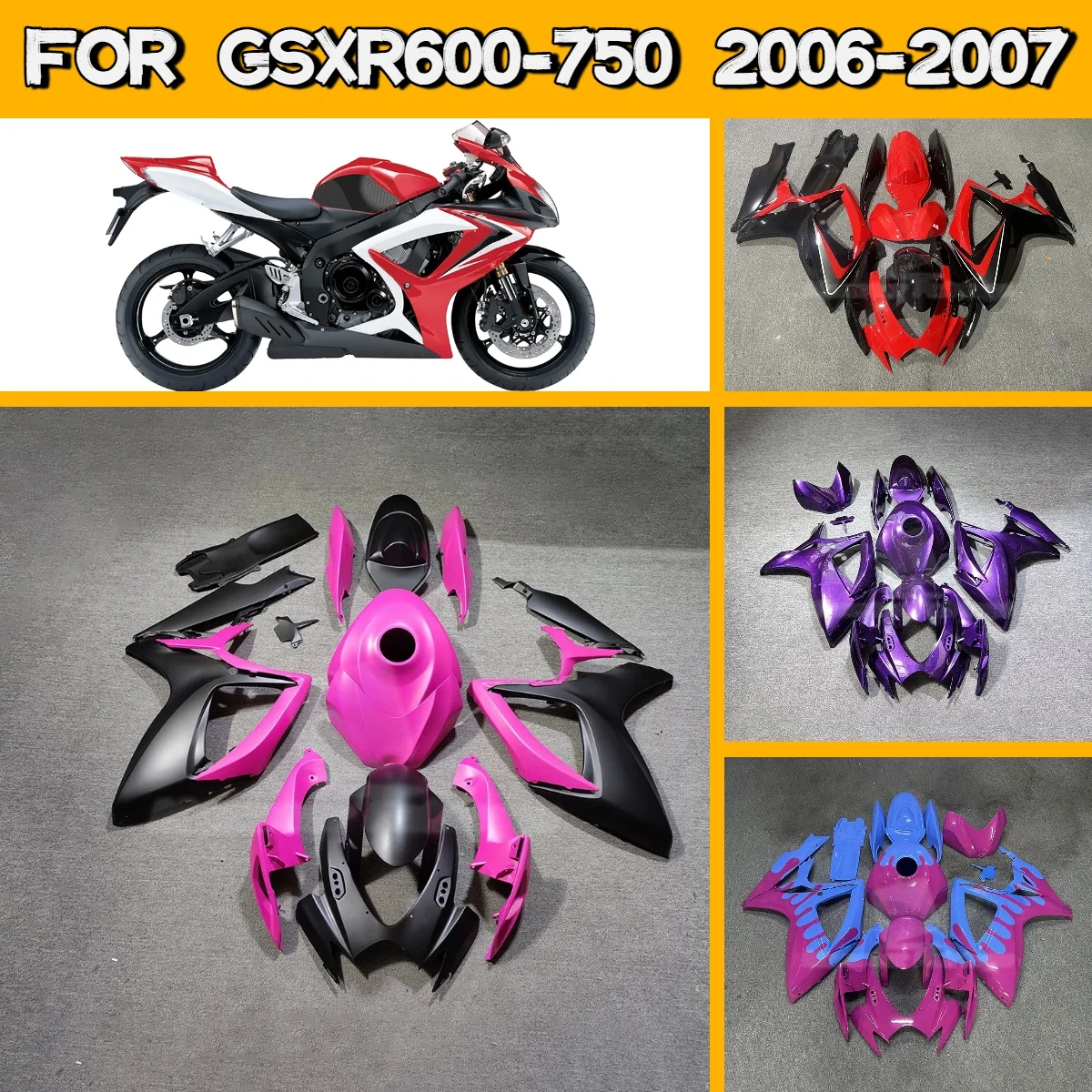 

2006 2007 GSXR600 GSXR750 Full High-Quality Motorcycle Body Cover Fairings for 06 07 Suzuki GSXR 600 750 Injection Fairing Kit