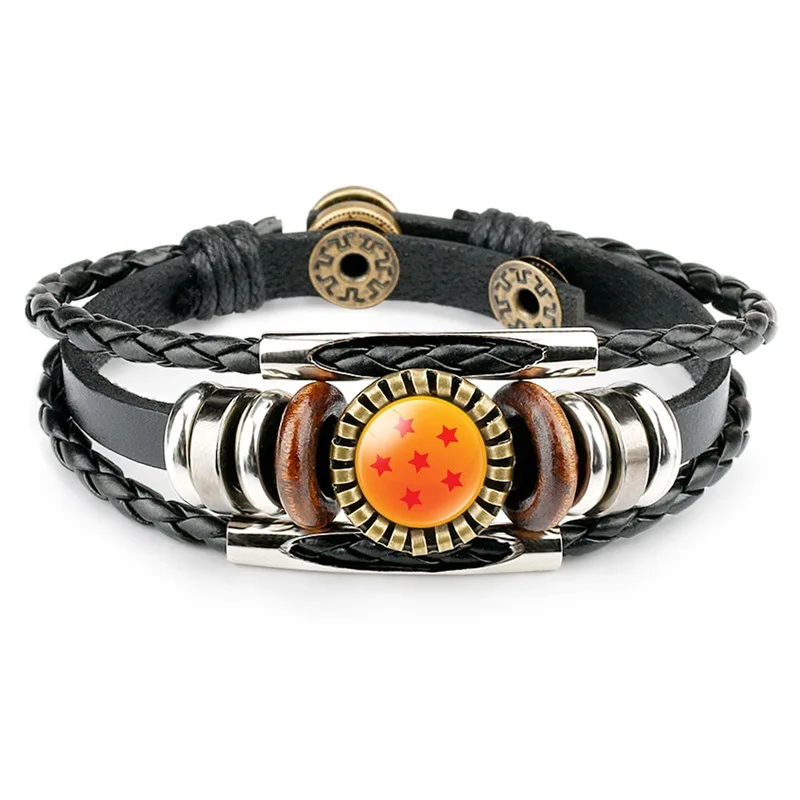 Anime DragonBall Gem Gemstone Cowhide Bracelet Dragon Ball Accessories Hand-Woven Cartoon Dragonball Evolution Jewelry Gifts