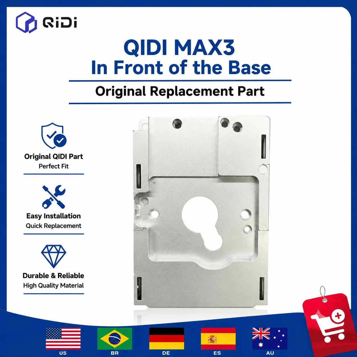 QIDI MAX3 In Front of Base Cover Replacement Part | Original Front Base Panel for MAX3 3D Printer Repair Accessory