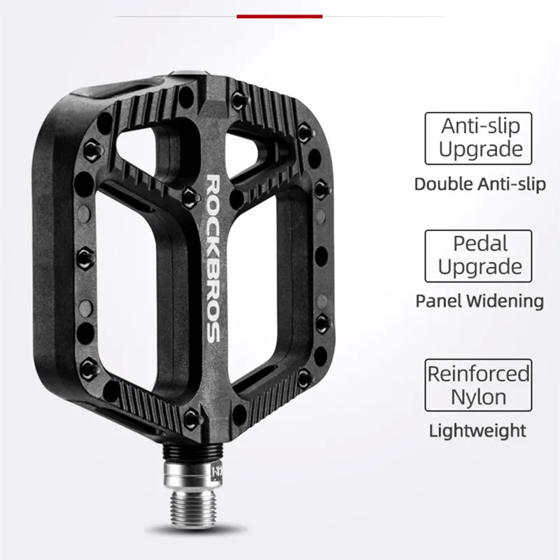 ROCKBROS Bicycle Pedals Ultralight Sealed Bearings Nylon Bike Pedals Anti-Slip MTB Road Flat Platform Cycling Pedal Accessories